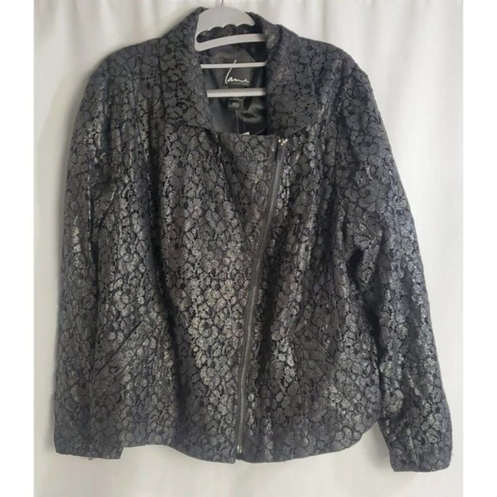 NEW Lane‎ Bryant Women's Plus Size 24 Coat Full Zip Jacket Metallic Long Sleeve